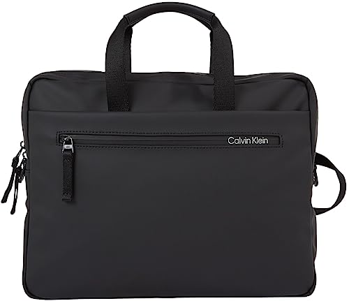Calvin Klein Męska gumowana smukła torba na laptopa na komputer Ck, czarna, jeden rozmiar, Ck czarny, Rozmiar Uniwersalny