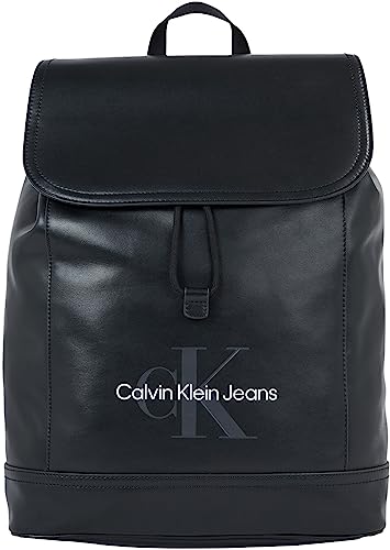 Calvin Klein Męskie plecaki Monogram Soft Flap BP 43, czarne, jeden rozmiar, Czarny, Rozmiar Uniwersalny