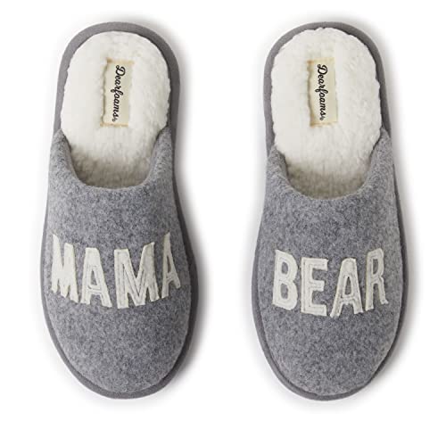 Dearfoams Kolekcja Mama Bear kapcie damskie, jasnoszare X-szerokie, rozmiar XL