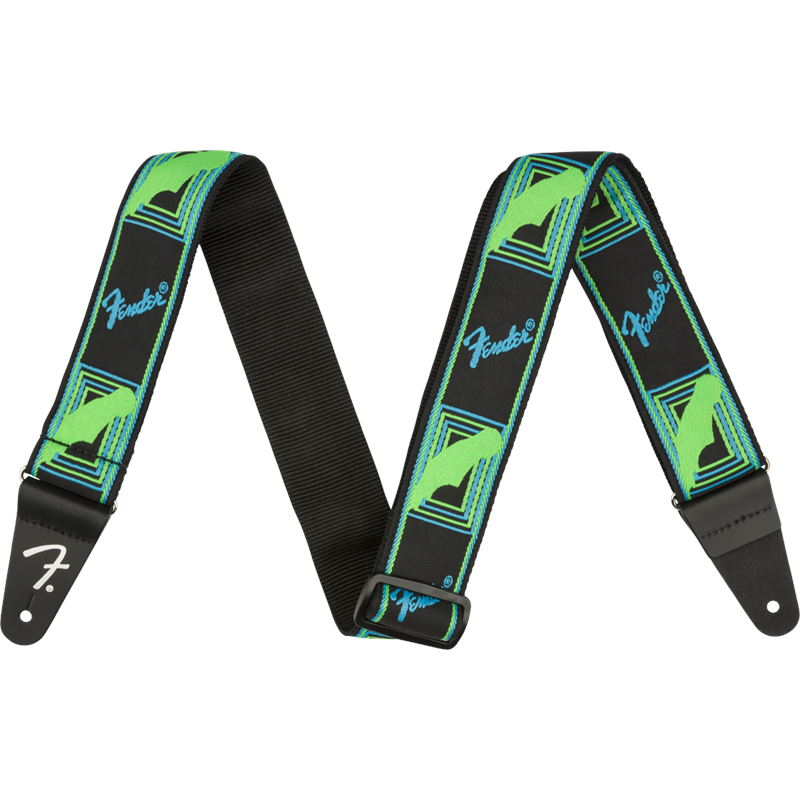 Fender Neon Monogrammed Strap Blue and Green 2"