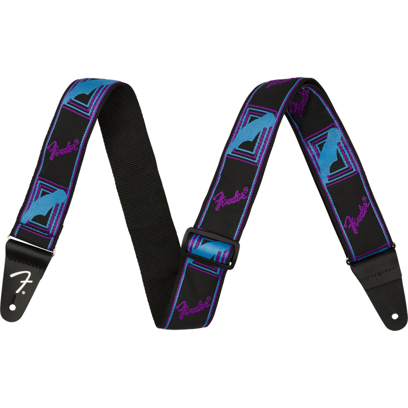 Fender Neon Monogrammed Strap Blue and Purple 2"