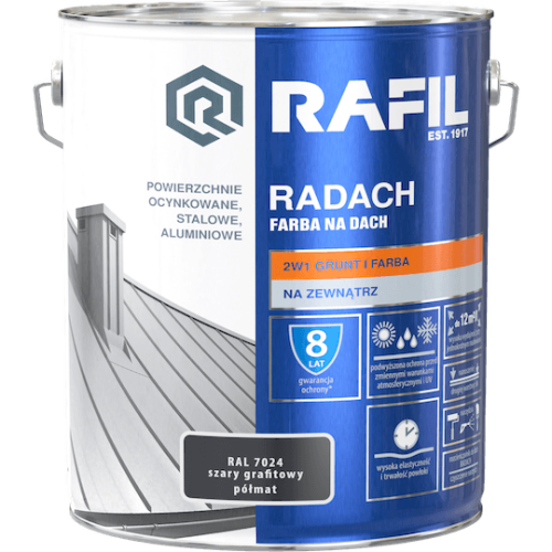 Radach szary grafitowy RAL 7024 półmat 10L
