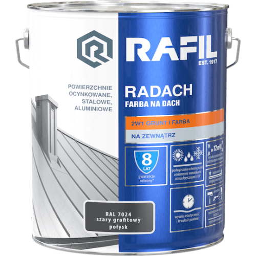 Radach szary grafitowy RAL 7024 połysk 10L