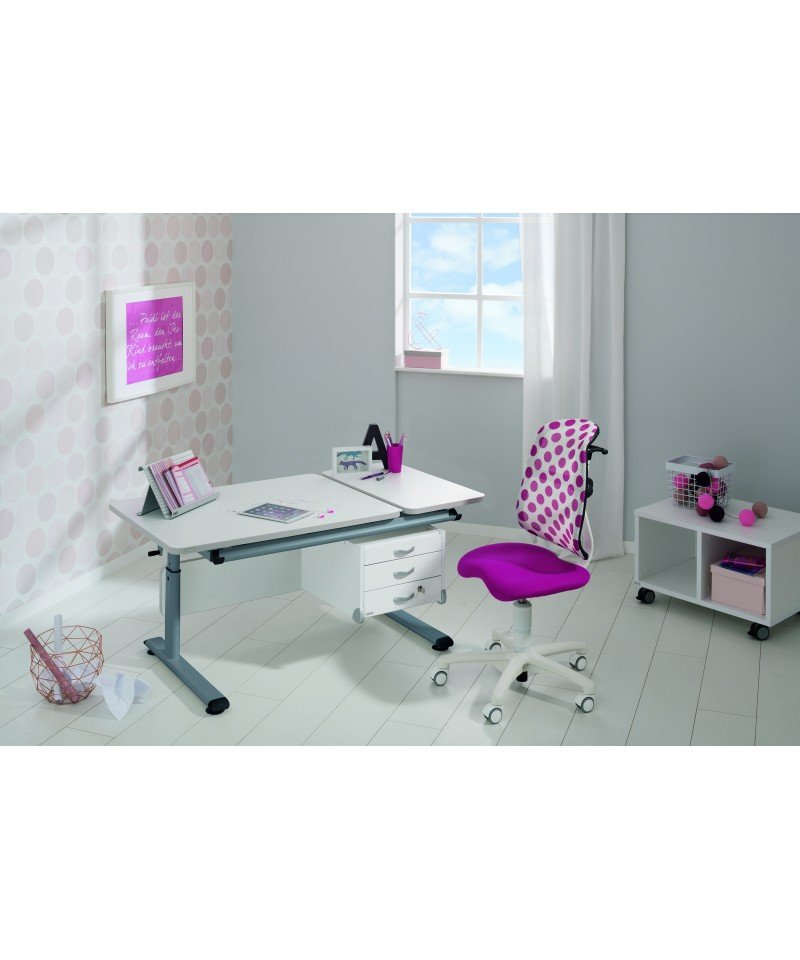 Biurko PAIDI Kinderwelten DIEGO GT, kredowa biel-szary, 130x70 cm