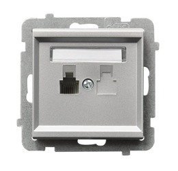 LEDart telefoniczne pojedyncze RJ11, bez ramki - Ospel Sonata GPT-1R/m/38, kolor srebrny mat