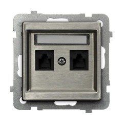 Ospel Gniazdo Telefoniczne podwjne niezalene - Stal Inox GPT-2RMN/m/37