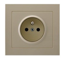 Ospel Kier Gniazdo Pojedyncze z uziemieniem 16A/250~, IP20 Beżowy - GP-1WZ/01