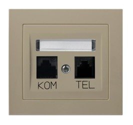 Ospel Kier beżowy Gniazdo komputerowo-telefoniczne RJ 45kat 5e + RJ 11 GPKT-W/K/01 GPKT-W/K/01