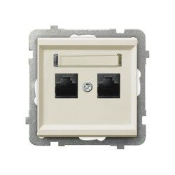 Ospel Gniazdo ścienne SONATA MODUŁ Komputerowe Podwójne kat. 5e KRONE ecru GPK-2R/K/m/27