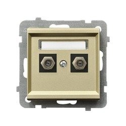 LEDart antenowe podwójne typu F bez ramki - Ospel Sonata GPA-2RF/m/39, szampański złoty