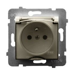 Ospel Gniazdo bryzgoszczelne z uziemieniem IP-44 Ecru Aria - GPH-1UZ/m/27/d