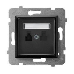 Ospel Gniazdo telefoniczne pojedyncze Czarny metalik Aria - GPT-1U/m/33
