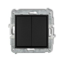 Mechanizm łącznika zwiernego, świecznikowego (dwa klawisze bez piktogramów, wspólne zasilanie) czarny mat 12MWP-44.1 Karlik Mini