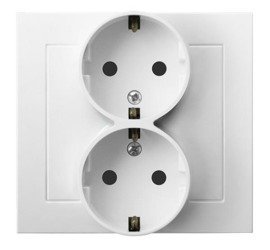 Ospel Kier Gniazdo Podwójne schuko 16A/250~, IP20 Biały - GP-2WS/00
