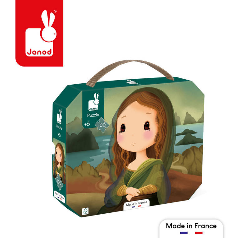 Puzzle w walizce Obraz inspirowany twórczością da Vinci 100 elementów 6+ Made in France Janod