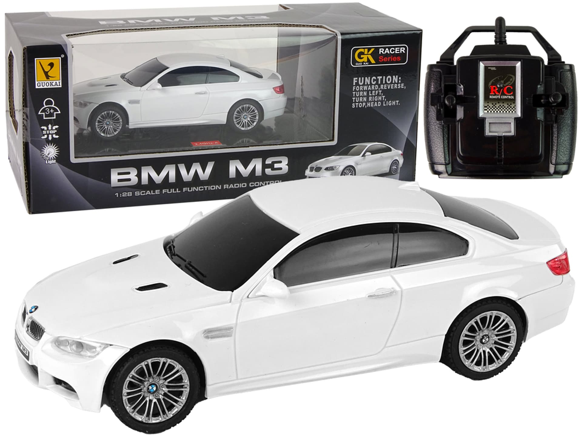 Auto R/C BMW M3 Białe Pilot Światła 1:28