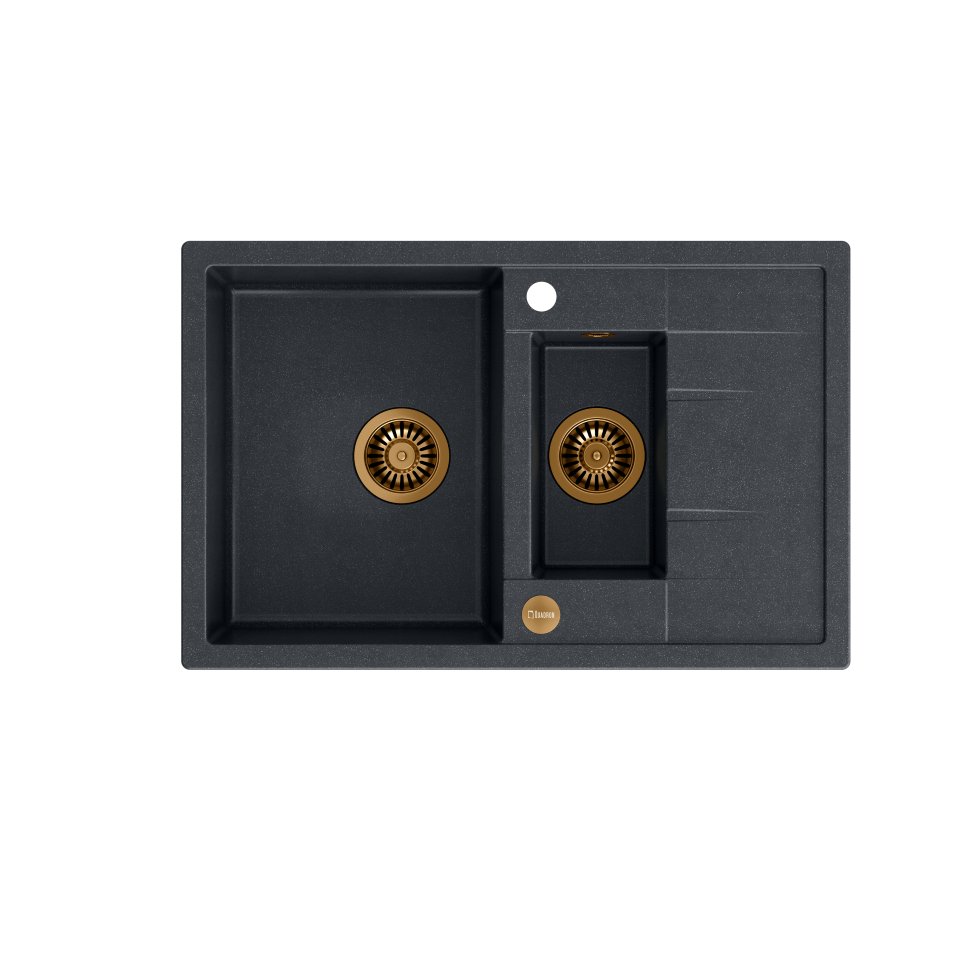 QUADRON MORGAN 156 czarny metalik + odpływ miedziany PVD (HB8224U8-C1) HB8224U8-C1