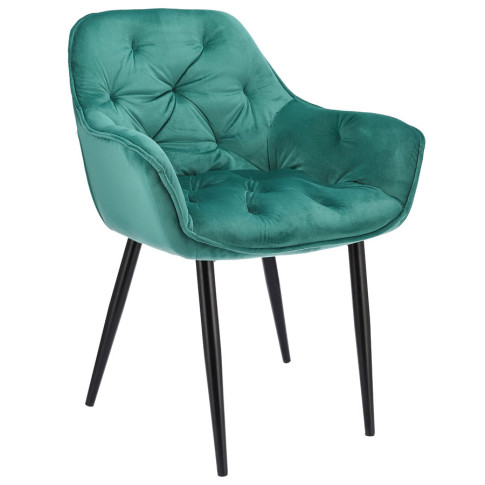 Zielone krzesło z podłokietnikami do stołu - Odine