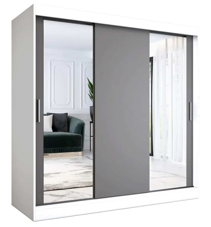 Szafa przesuwna biały + antracyt 200 cm Diamante