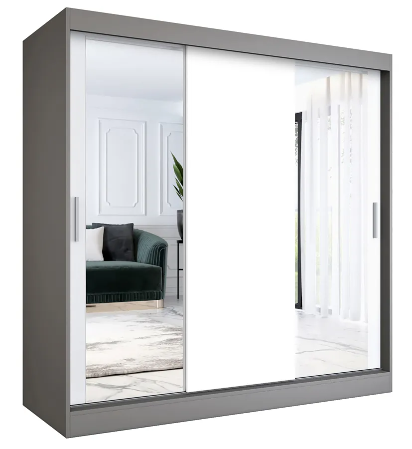 Szafa przesuwna antracyt + biały 200 cm E5-Z79