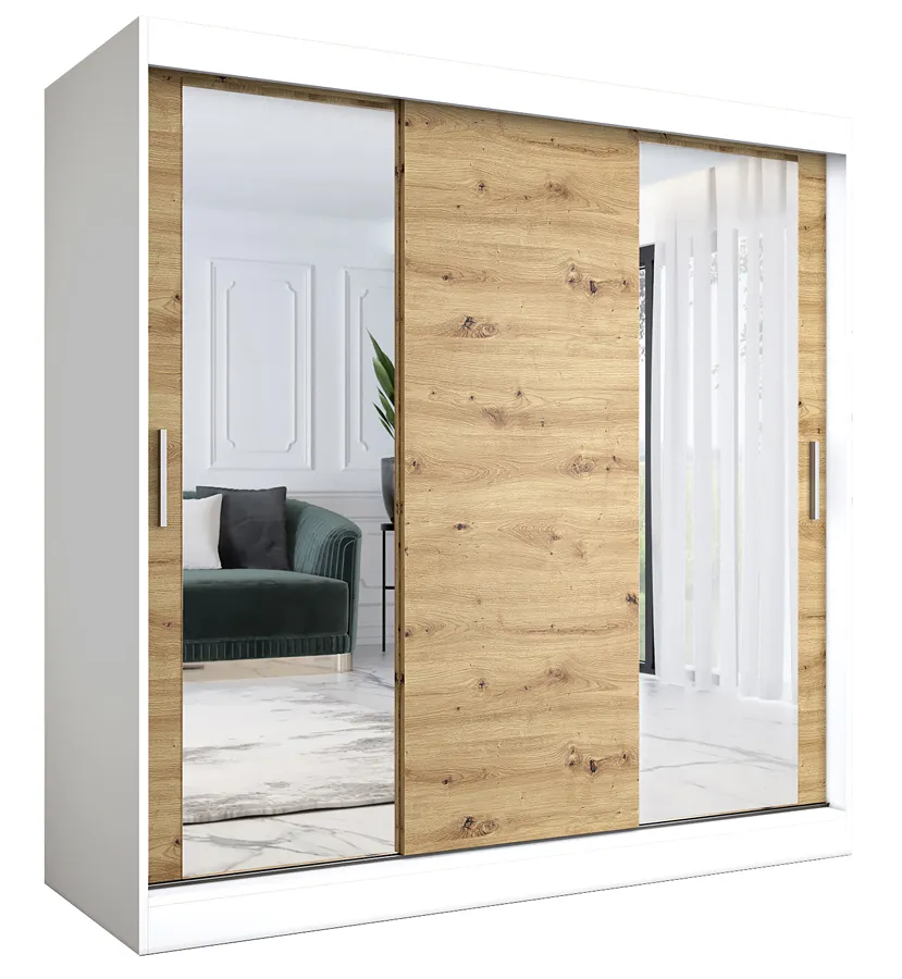 Szafa przesuwna biały + dąb artisan 200 cm G9-G86