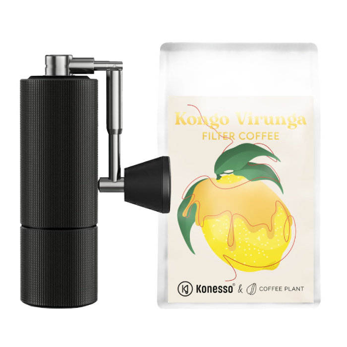 ZESTAW - COFFEE PLANT x KONESSO Kongo Virunga FILTR 250g + Młynek do kawy Timemore C3 Pro Black