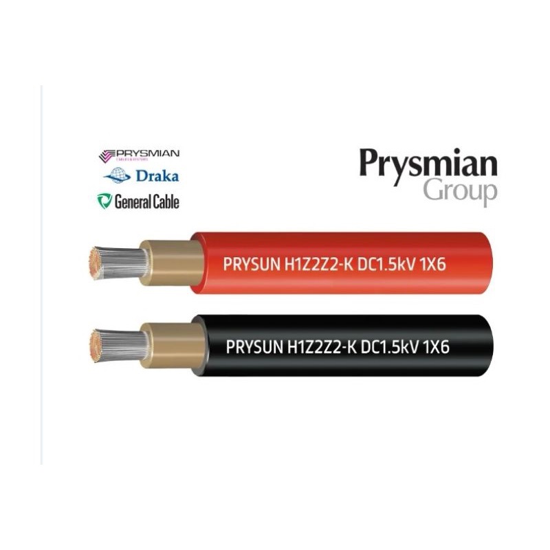 PRYSUN(PV) H1Z2Z2-K 1x6 1/1 kV, Kabel solarny, czarny, do instalacji fotwoltaicznych PV, podwójnie izolowany, szpula 500m; PRYSMIAN