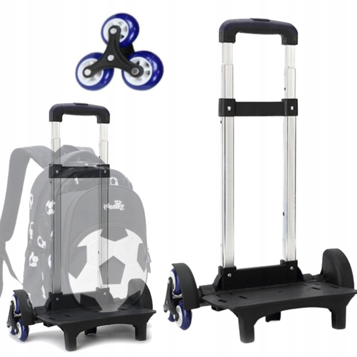 WÓZEK STELAŻ DO PLECAKA NA KÓŁKACH KAUCZUK 6 KÓŁ [DG-PL-CZN-K12]