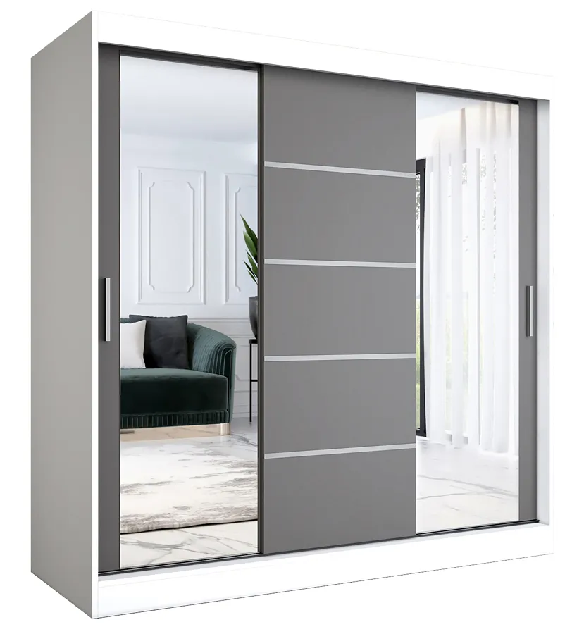 Szafa z drzwiami przesuwnymi 200 cm biały + antracyt F2-R06