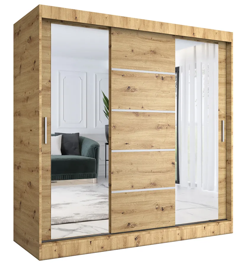 Szafa Z Przesuwnymi Frontami 200 Cm Dąb Artisan S5-K40