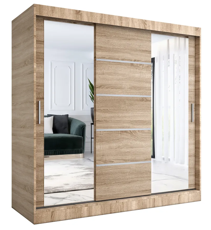 Szafa z lustrem i drzwiami przesuwnymi 200 cm dąb sonoma H9-P66
