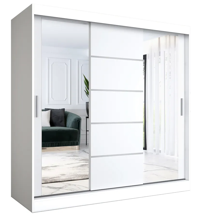 Biała szafa przesuwna z lustrem 200 cm Z7-E18