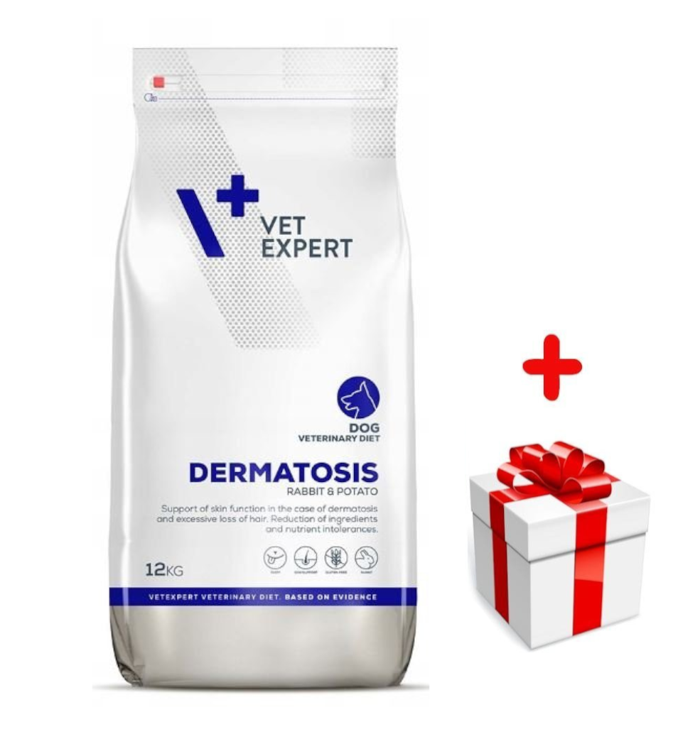 4T Veterinary Diet Dog Dermatosis Rabbit&Potato 12kg  + niespodzianka dla psa GRATIS!