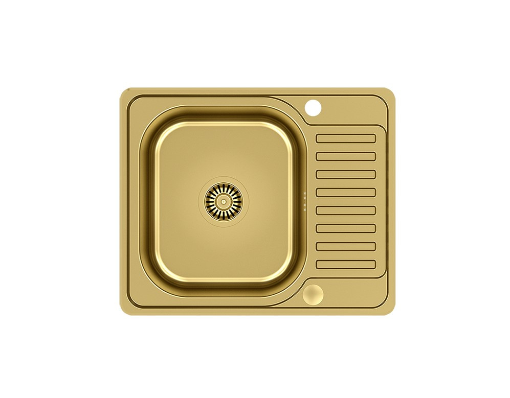Quadron Kevin Zlewozmywak stalowy jednokomorowy 58x48 cm złoty PVD HD5848PVDBSG1_K