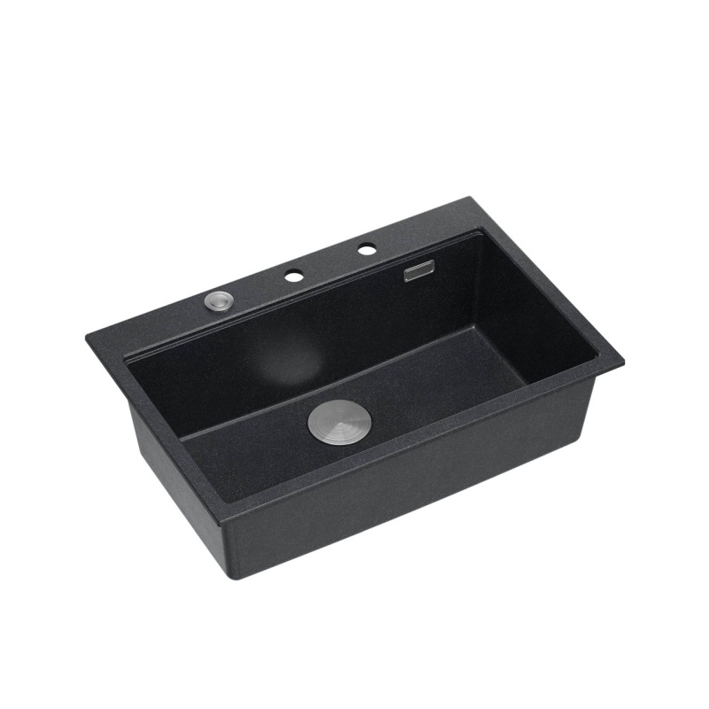 Quadron Marc Zlewozmywak granitowy jednokomorowy 76x50 cm czarny/stalowy HQM7650U8_BS