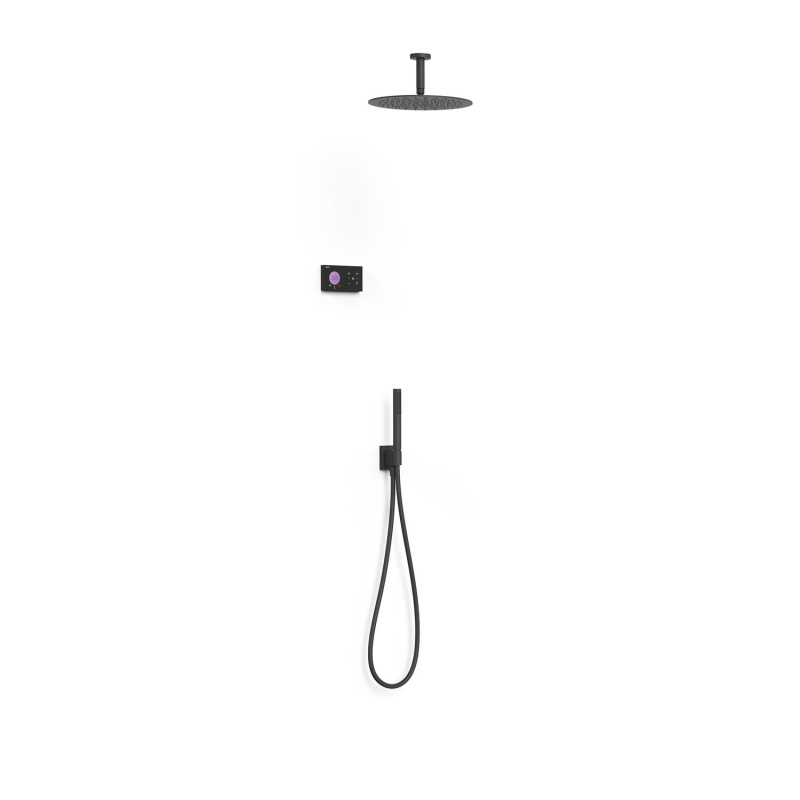 Tres Shower Technology Zestaw prysznicowy podtynkowy termostatyczny elektroniczny z deszczownicą czarny mat 09288567NM - odbiór osobisty: Kraków, Warszawa