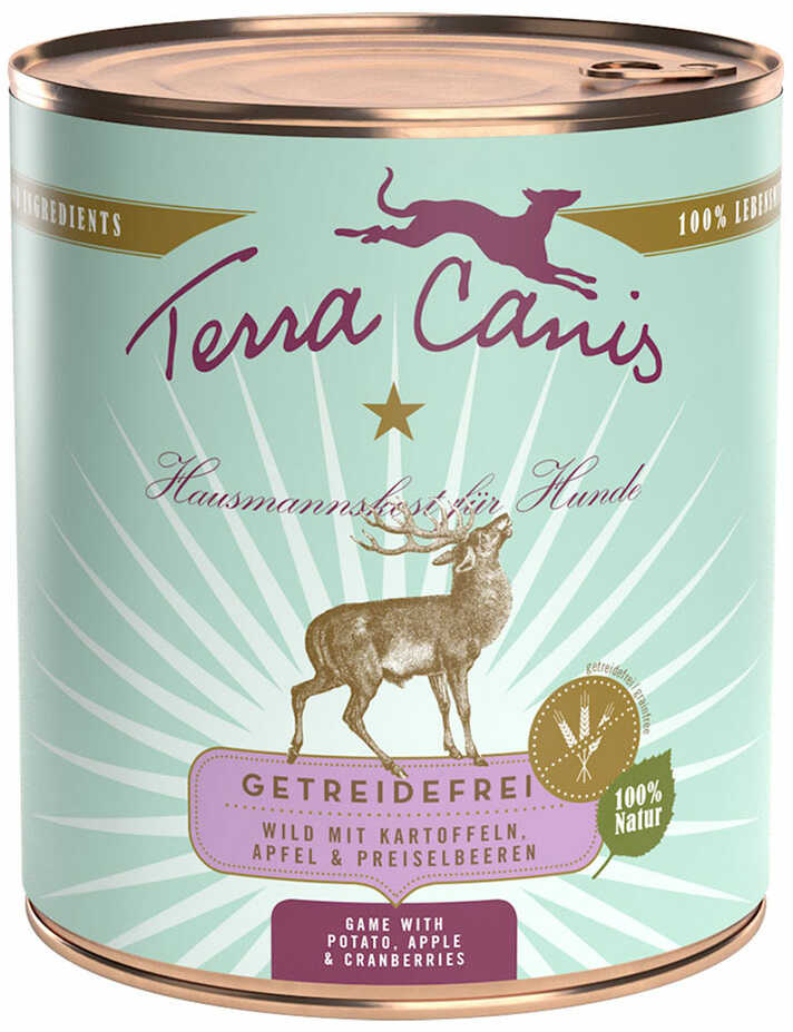Terra Canis bez zbóż, 6 x 800 g - Dziczyzna z ziemniakami, jabłkiem i borówką brusznicą
