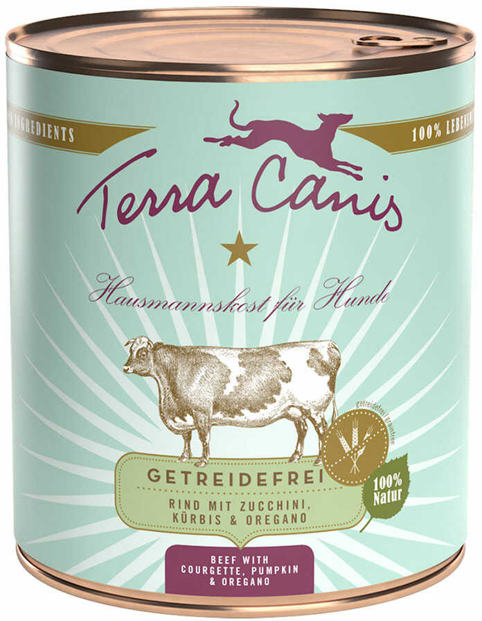 Terra Canis bez zbóż, 6 x 800 g - Wołowina z cukinią, dynią i oregano