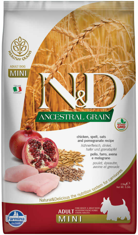 Farmina N&D Ancestral Grain Adult Mini, kurczak i granat - 7 kg Dostawa GRATIS!