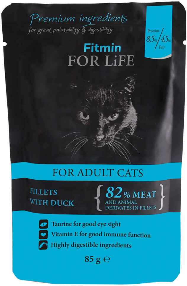Korzystny pakiet mieszany Fitmin Cat For Life Adult, 56 x 85 g - Kaczka Dostawa GRATIS!