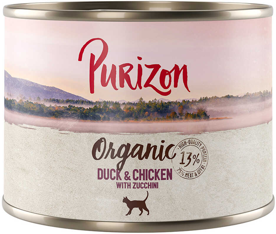 Purizon Organic, 6 x 200 g - Kaczka i kurczak z cukinią