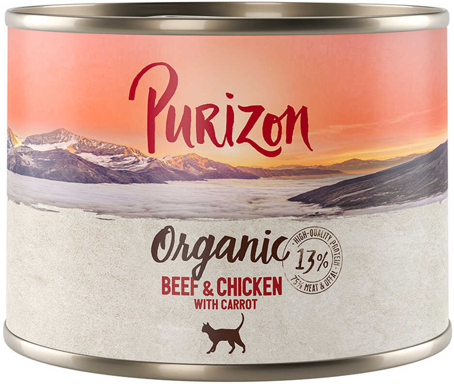 Purizon Organic, 6 x 200 g - Wołowina i kurczak z marchewką