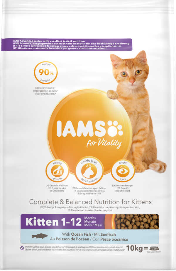 IAMS for Vitality Kitten, z rybą morską - 2 x 10 kg Dostawa GRATIS!