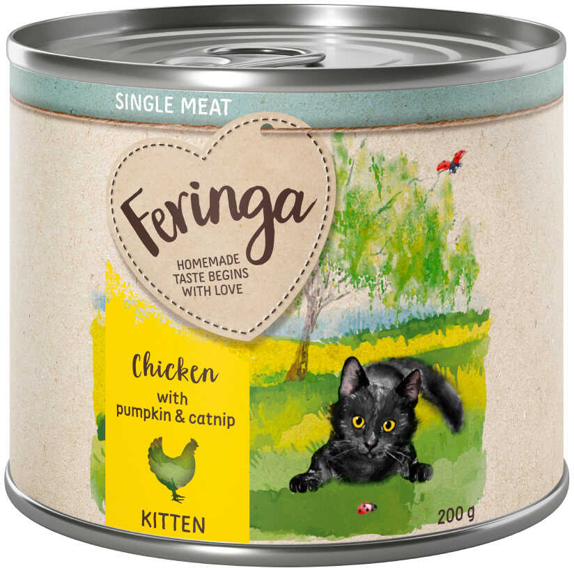 Zestaw Feringa Single Meat Kitten, 24 x 200 g - Kurczak z dynią i kocimiętką Dostawa GRATIS!