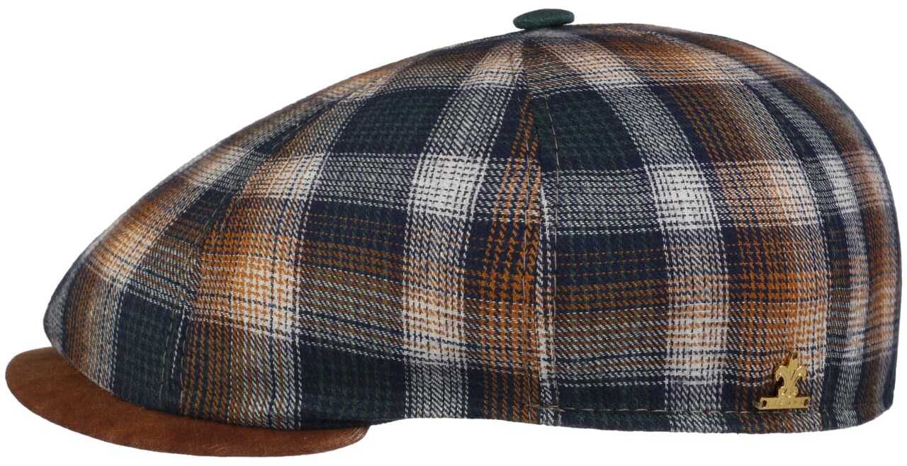 Kaszkiet Candiso Check by Lierys Gold, brązowo-niebieski, M (56-57 cm)