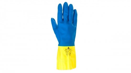 Delta Plus Rękawice gospodarcza lateksowa zółto-niebieska 8/9 VE330BJ08 VE330BJ08