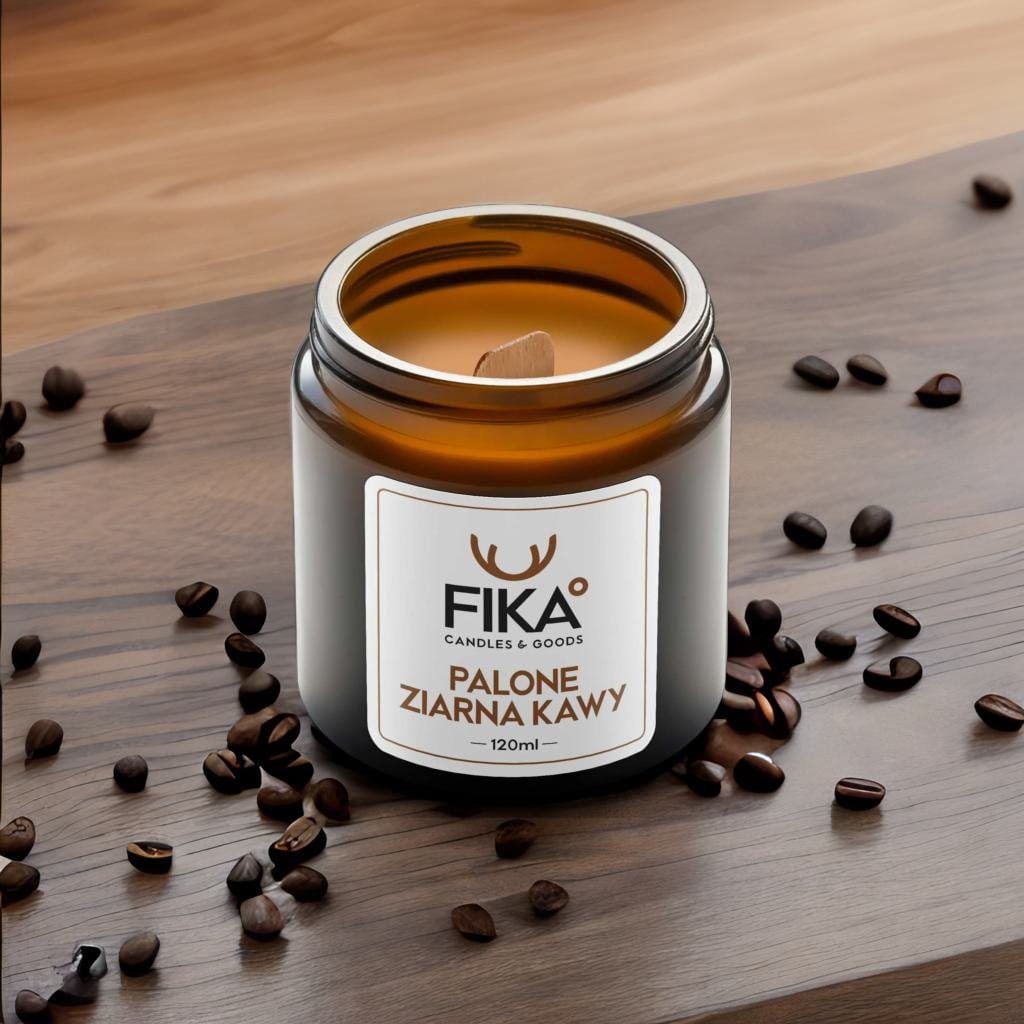 FIKA Candles - Świeca sojowa - Palone Ziarna Kawy - 120 ml