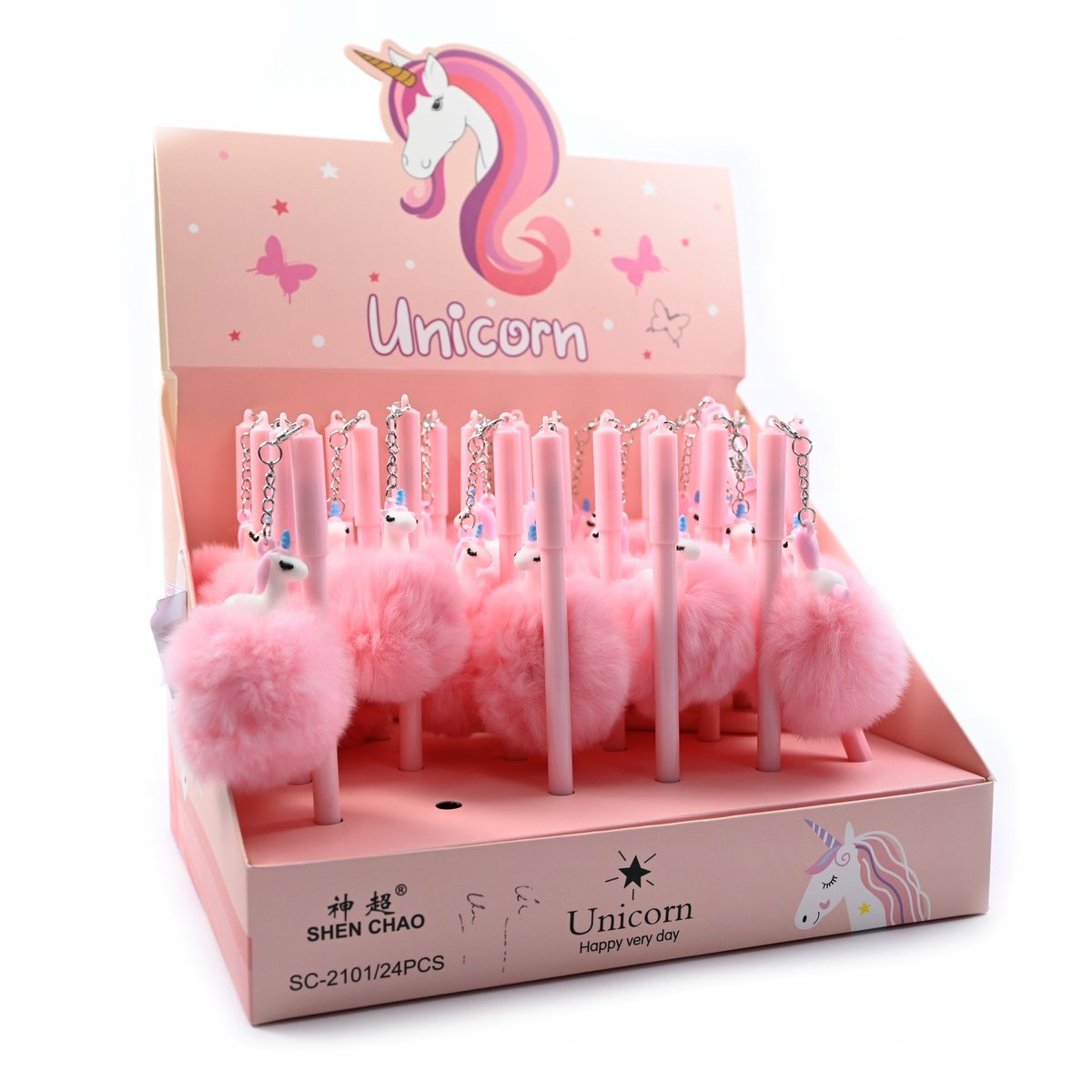 JEDNOROŻEC RÓŻOWY CIENKOPIS Z POMPONEM