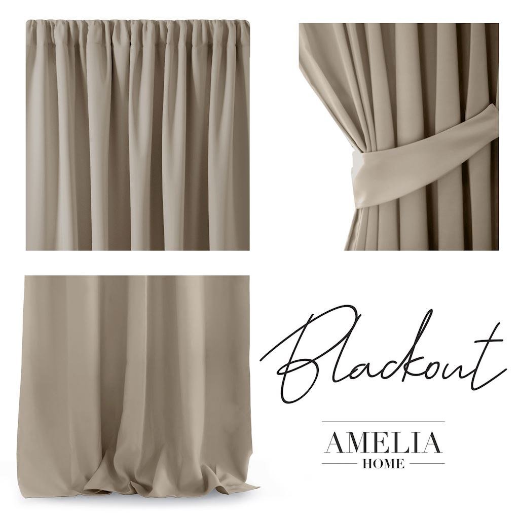 Zasłona AMELIA HOME PLEAT, beżowa, 140x270 cm