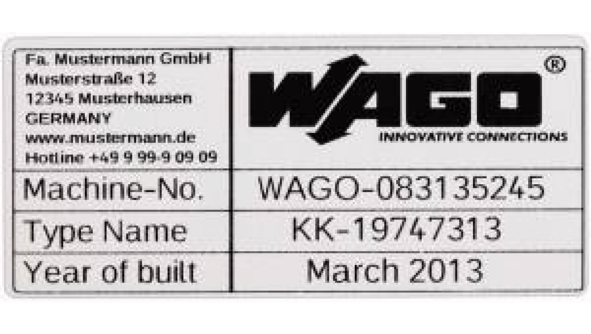 Wago Etykieta samoprzylepna z poliestru o wymiarach 44x99mm srebrna 210-804 210-804